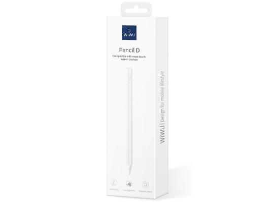 WiWU Pencil D 2-in-1 Universal Stylus, Tilt & Pressure Sensitivity, Fast Charging, Ergonomic Design iOS & Android Touch Screens- White